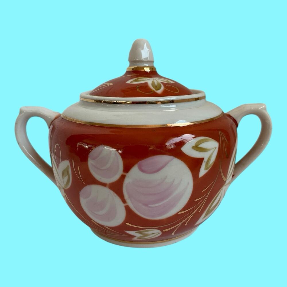 Russian Gardner's Factory in Verbilki Porcelain Sugar Bowl